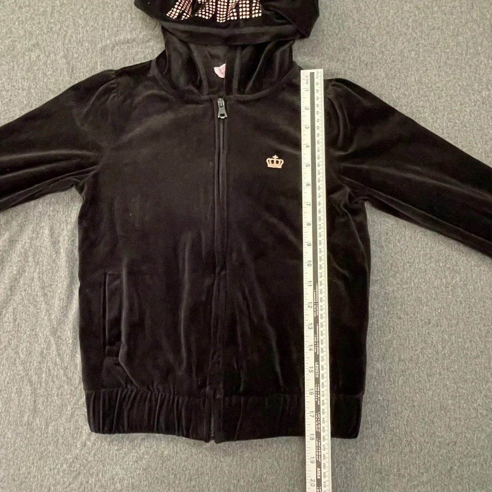 Juicy by Juicy Couture Girls‎ Black Velour Tracksuit Hoodie & Pants Set 7/8 S